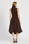 Giovanni Mixed Media Midi Dress in Espresso