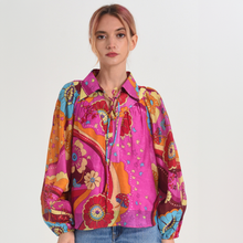  Elisa Abstract Printed Popover Top