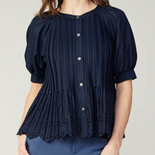  Pleated Eyelet Top