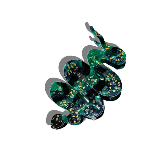 Hand Painted Green Snake Claw Hair Clip