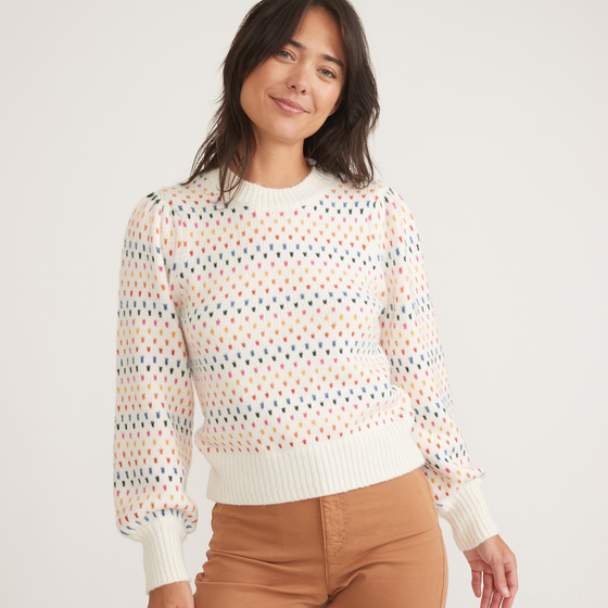 Alma Puff Sleeve Sweater in Warm Multi