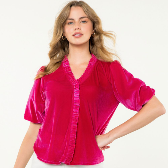 Fuchsia Velour Top