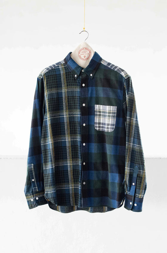 Contrasting Parts Button Down Collar Long Sleeve Shirt