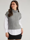 Sofia Twofer Cable Vest Tunic in Smoke Grey