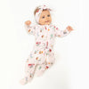 2 Way Zipper Ruffle Back Footie - Pink Animals