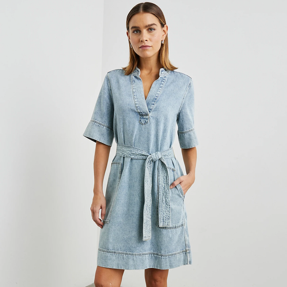 Chancey Midi Dress in Faded Indigo