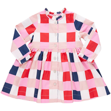  Girls Autumn Dress - Navy Red Check