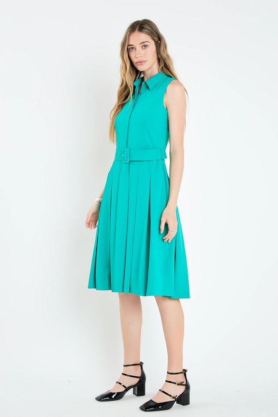 Sleeveless Pleated Midi Dress