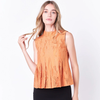 Burnout Sleeveless Pleated Top