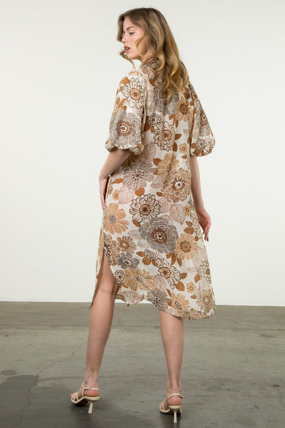 Sheer Floral Midi Dress