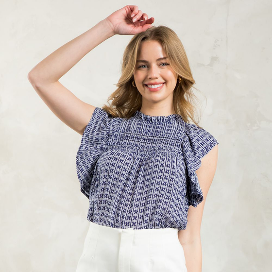 Flutter Sleeve Print Top