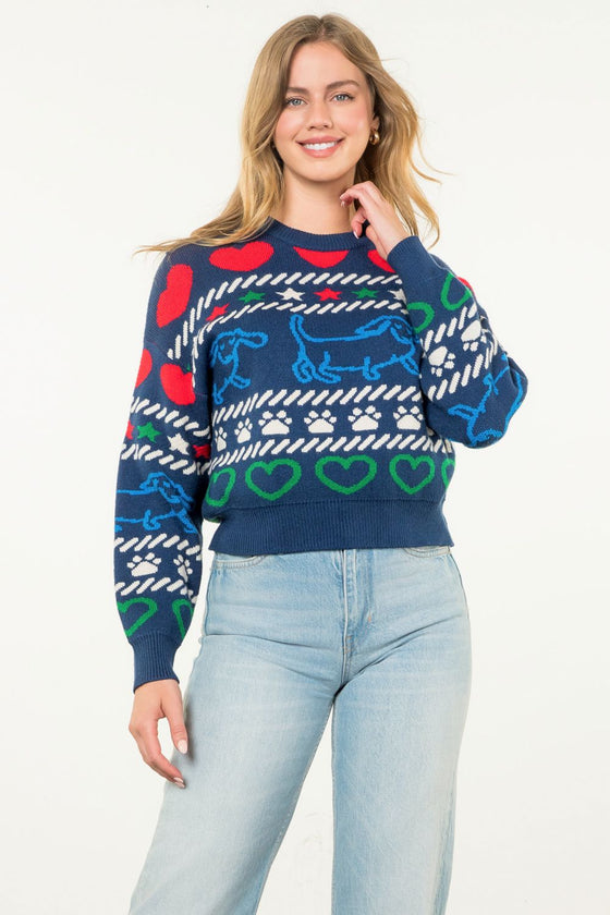 Multi Pattern Knit Sweater