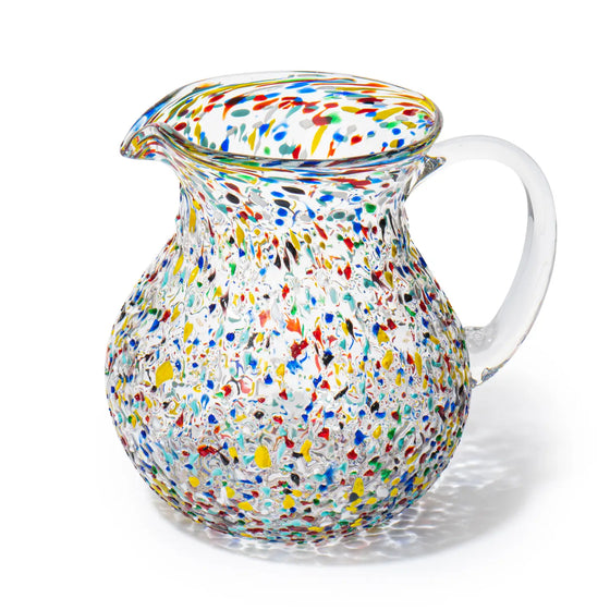 Hand Blown Mexican Glass Pitcher - Confetti Design 84oz