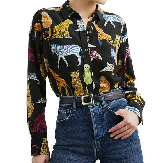 Kate Silk Illustrated Animal Blouse