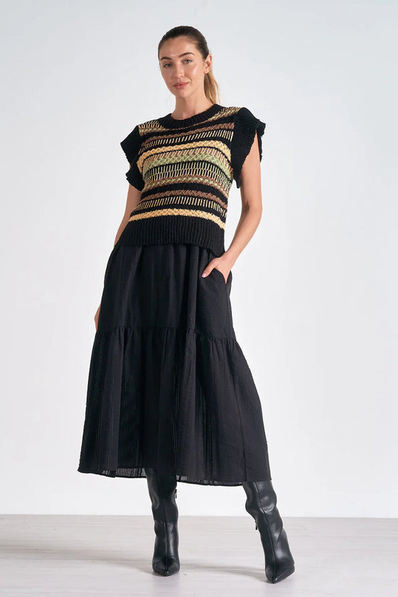 Midi Crew Neck Woven Dress