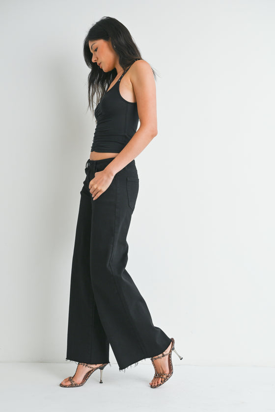 Western Relaxed Wide Leg Jean - Black