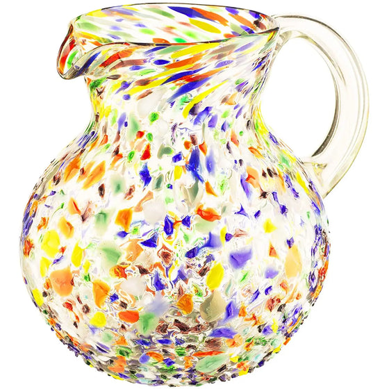 Hand Blown Mexican Glass Pitcher - Confetti Design 84oz