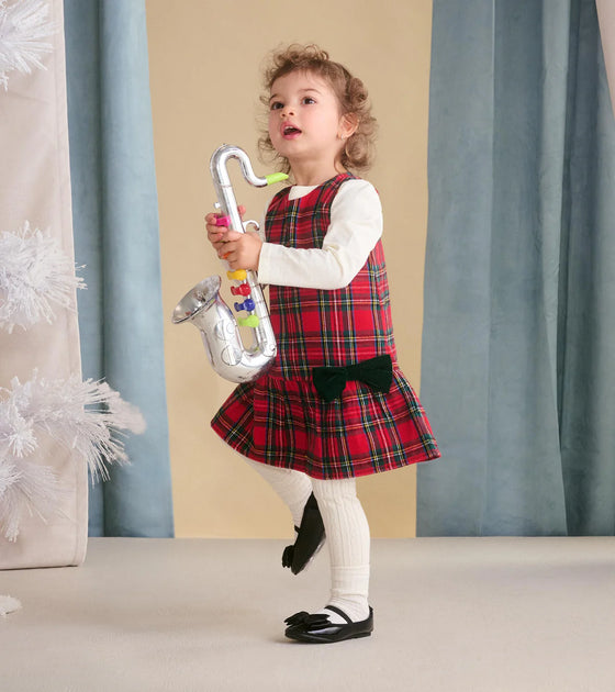 Red Plaid Pinafore Dress