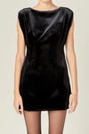 Velvet Power Shoulder Mini Dress