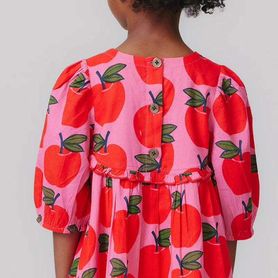 Girls Rowan Dress - Pink Apples