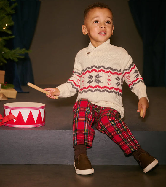 Red Plaid Straight Leg Pant