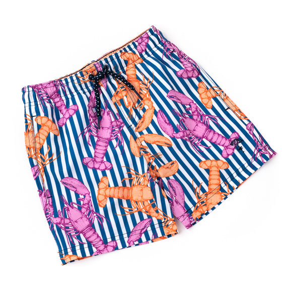 Boys Swim Trunks - Lobster Stripe