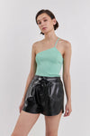 High Waisted Faux Leather Shorts