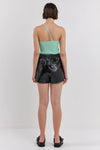 High Waisted Faux Leather Shorts