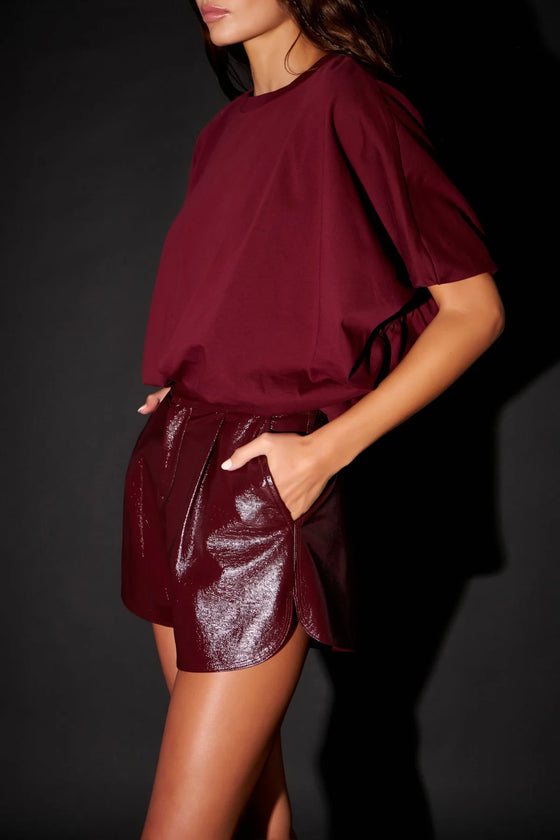 High Waisted Faux Leather Shorts