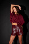 High Waisted Faux Leather Shorts