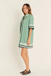 Boucle Mini Shirt Dress with Ric Rac Trim