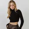 Cropped Long Sleeve Sweater in Black