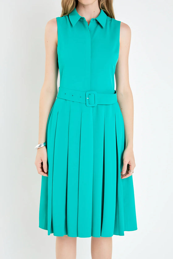 Sleeveless Pleated Midi Dress