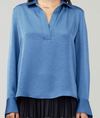 Long Sleeve Split Neck Spread Collar Blouse