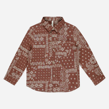  Collared Long Sleeve Shirt in Brick Bandana